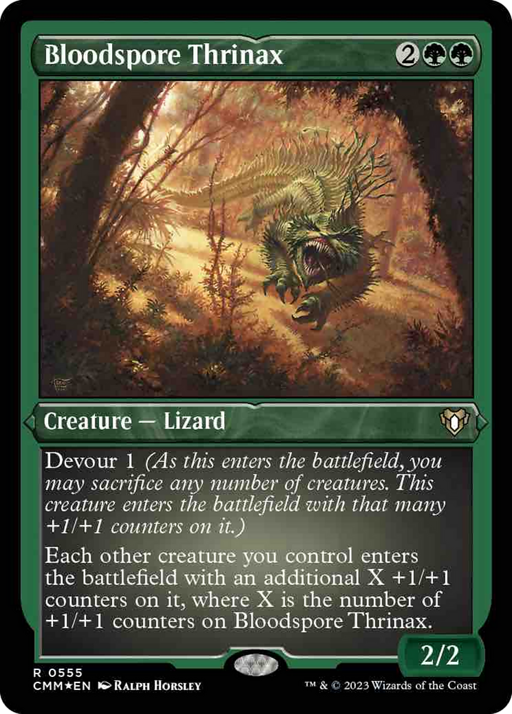 Bloodspore Thrinax (Foil Etched) [Commander Masters] MTG Single Magic: The Gathering | Red Claw Gaming