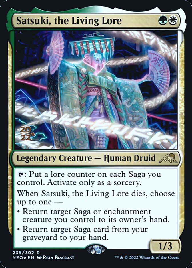Satsuki, the Living Lore [Kamigawa: Neon Dynasty Prerelease Promos] MTG Single Magic: The Gathering | Red Claw Gaming
