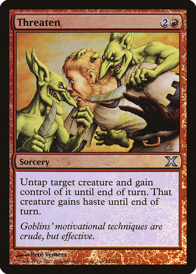 Threaten (Premium Foil) [Tenth Edition] MTG Single Magic: The Gathering | Red Claw Gaming