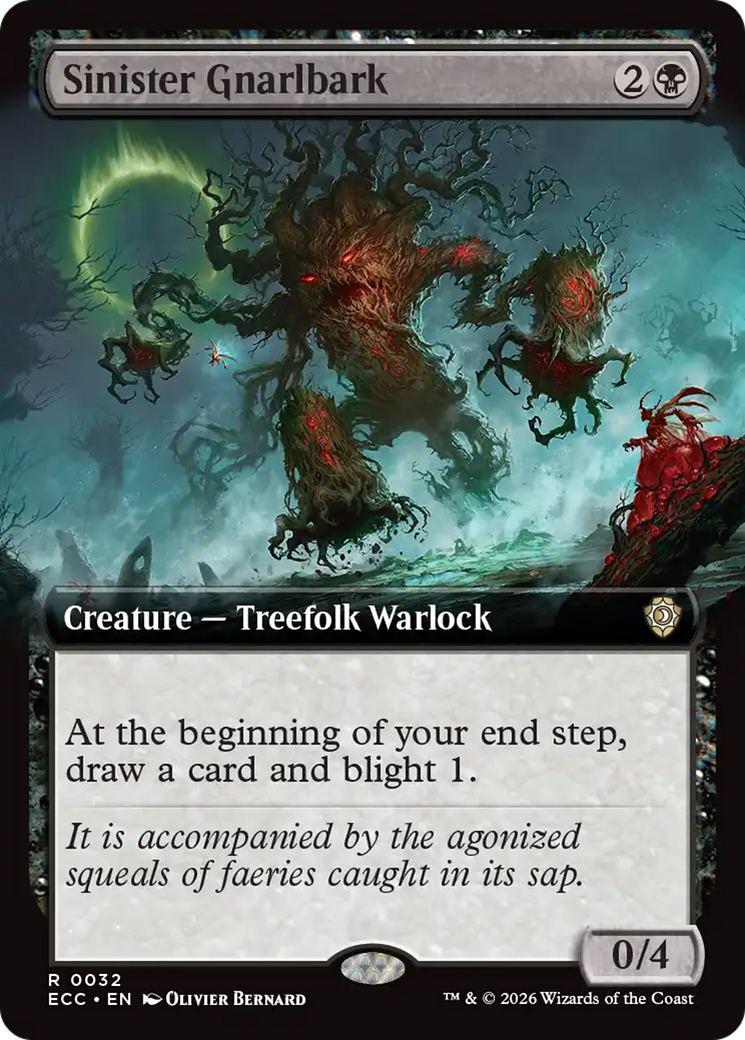 Sinister Gnarlbark (Extended Art) [Lorwyn Eclipsed Commander] MTG Single Magic: The Gathering | Red Claw Gaming