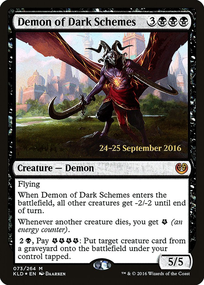 Demon of Dark Schemes [Kaladesh Prerelease Promos] MTG Single Magic: The Gathering | Red Claw Gaming