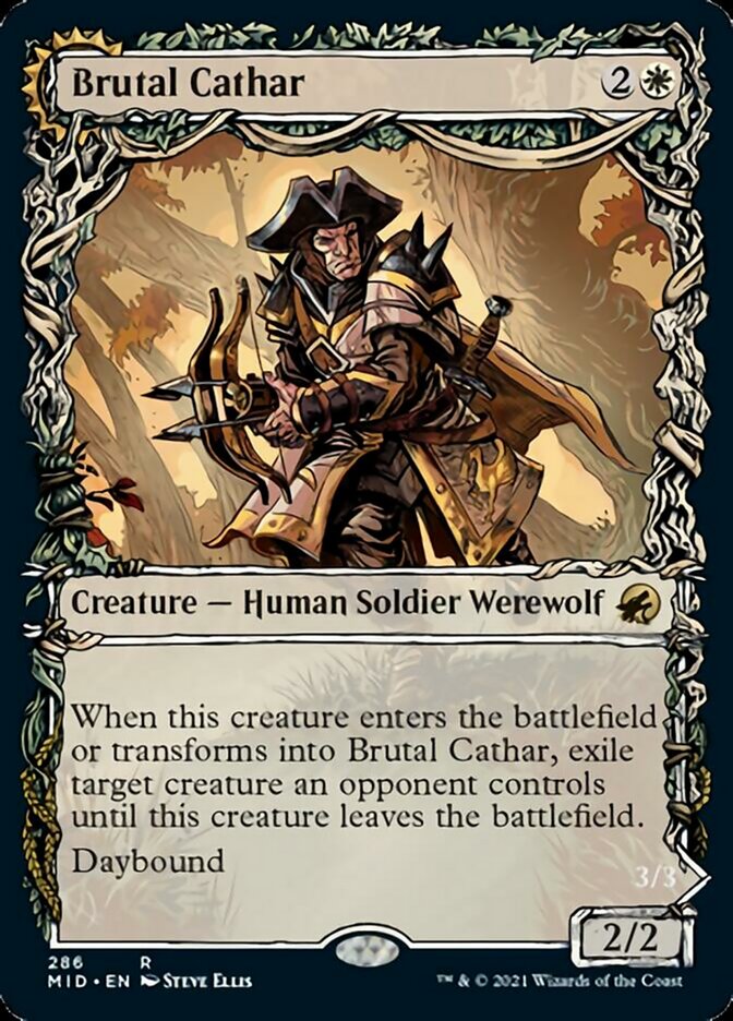 Brutal Cathar // Moonrage Brute (Showcase Equinox) [Innistrad: Midnight Hunt] MTG Single Magic: The Gathering | Red Claw Gaming
