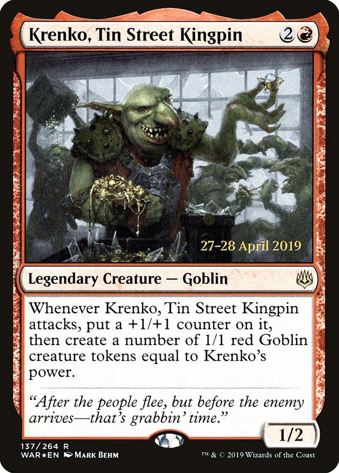 Krenko, Tin Street Kingpin [War of the Spark Prerelease Promos] MTG Single Magic: The Gathering | Red Claw Gaming