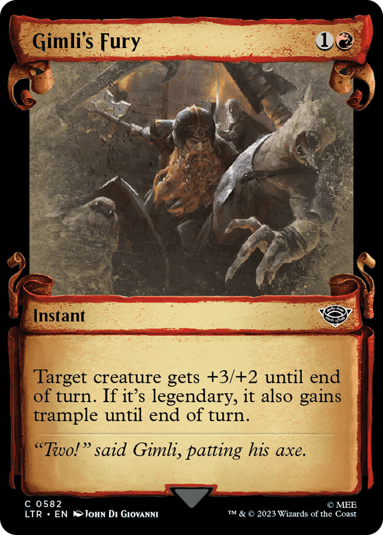 Gimli's Fury [The Lord of the Rings: Tales of Middle-Earth Showcase Scrolls] MTG Single Magic: The Gathering | Red Claw Gaming