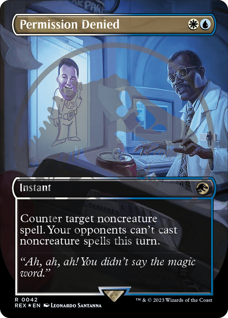 Permission Denied (Emblem) (Borderless) [Jurassic World Collection Tokens] MTG Single Magic: The Gathering | Red Claw Gaming