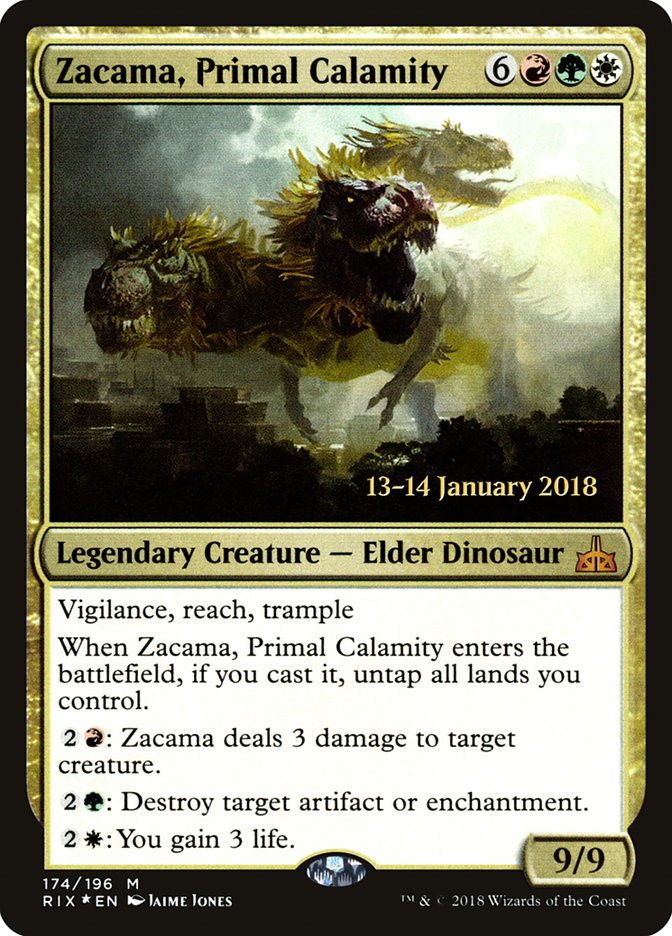 Zacama, Primal Calamity [Rivals of Ixalan Prerelease Promos] MTG Single Magic: The Gathering | Red Claw Gaming