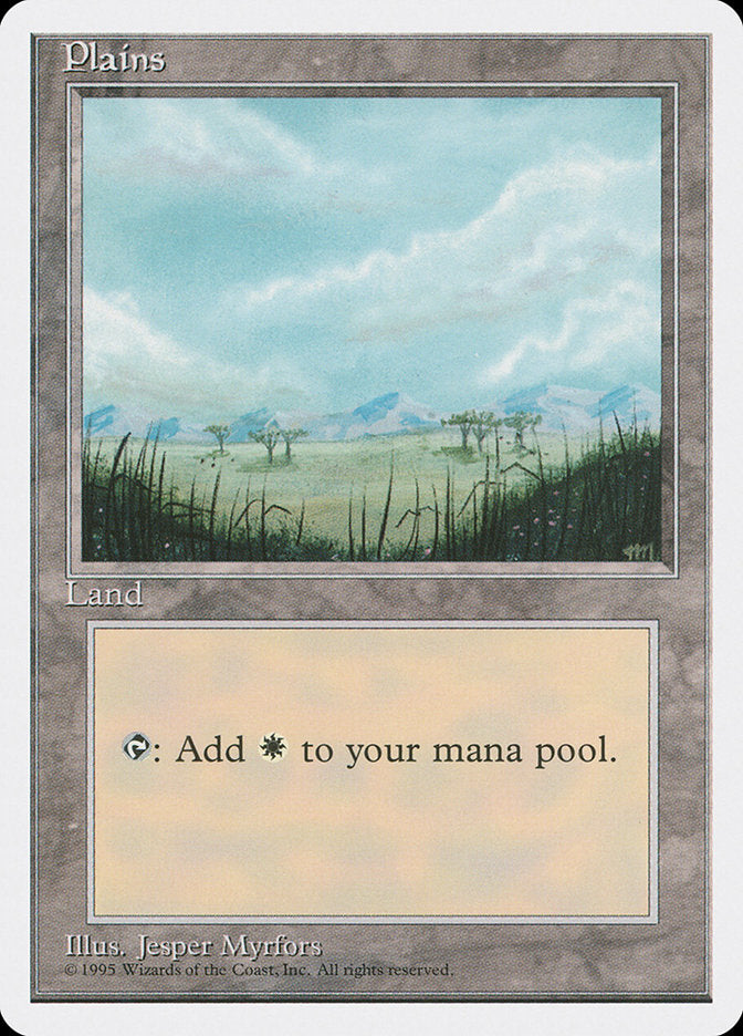 Plains (Trees on Plain / Signature on Right) [Fourth Edition] MTG Single Magic: The Gathering | Red Claw Gaming