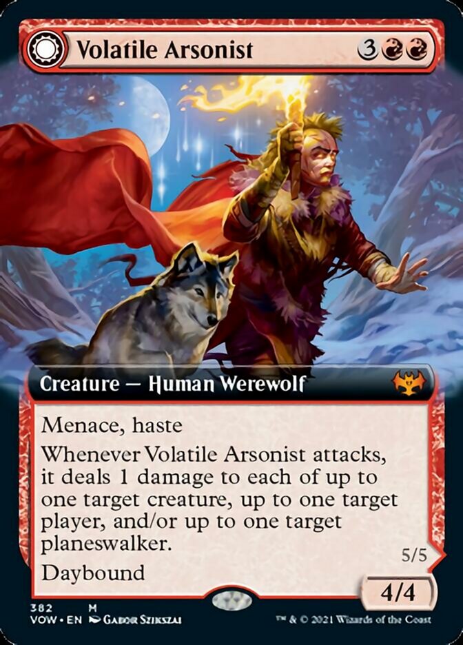 Volatile Arsonist // Dire-Strain Anarchist (Extended Art) [Innistrad: Crimson Vow] MTG Single Magic: The Gathering | Red Claw Gaming