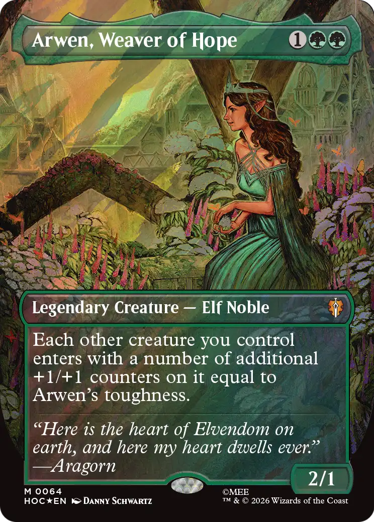 Arwen, Weaver of Hope (Borderless) (Surge Foil) [The Hobbit: Eternal-Legal] | Red Claw Gaming