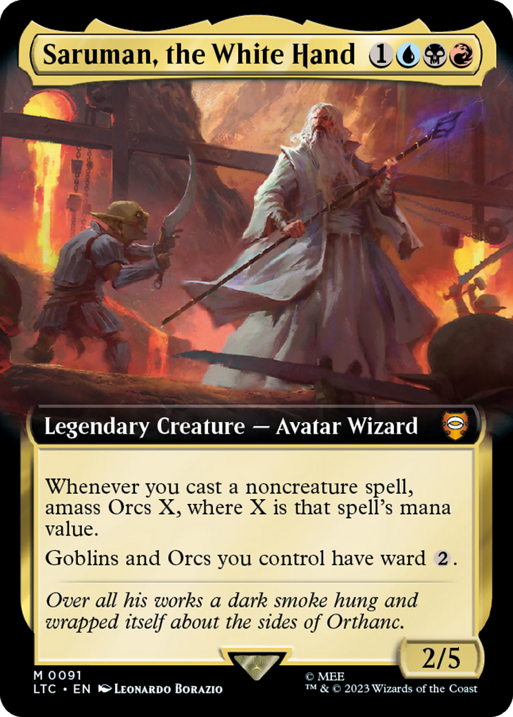 Saruman, the White Hand (Extended Art) [The Lord of the Rings: Tales of Middle-Earth Commander] MTG Single Magic: The Gathering | Red Claw Gaming