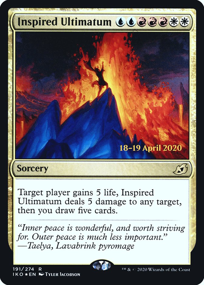 Inspired Ultimatum [Ikoria: Lair of Behemoths Prerelease Promos] MTG Single Magic: The Gathering | Red Claw Gaming