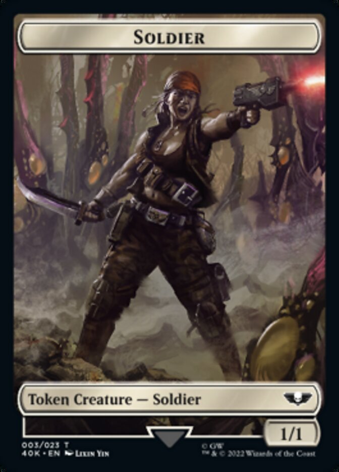 Soldier (003) // Sicarian Infiltrator Double-Sided Token (Surge Foil) [Warhammer 40,000 Tokens] MTG Single Magic: The Gathering | Red Claw Gaming