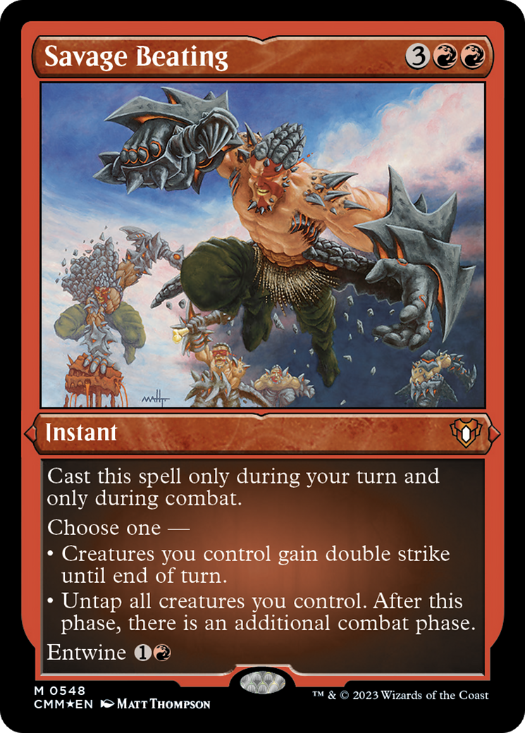 Savage Beating (Foil Etched) [Commander Masters] MTG Single Magic: The Gathering | Red Claw Gaming