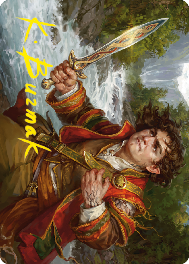Frodo Baggins Art Card (16/81) (Gold-Stamped Signature) [The Lord of the Rings: Tales of Middle-earth Art Series] MTG Single Magic: The Gathering | Red Claw Gaming
