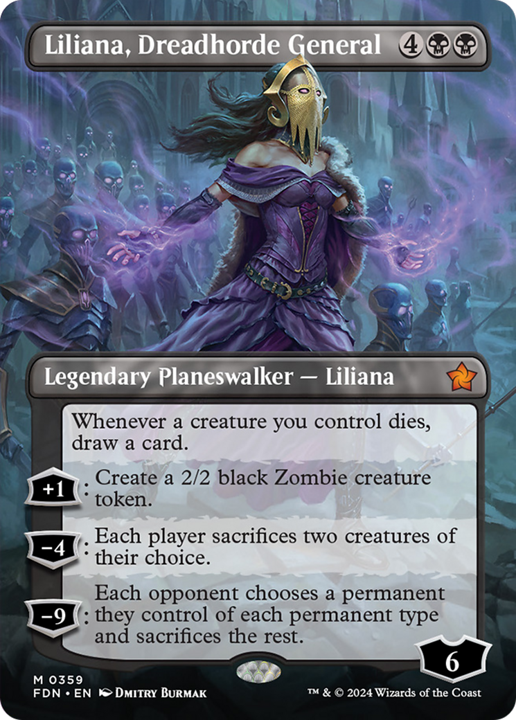 Liliana, Dreadhorde General (Borderless) [Foundations] MTG Single Magic: The Gathering | Red Claw Gaming