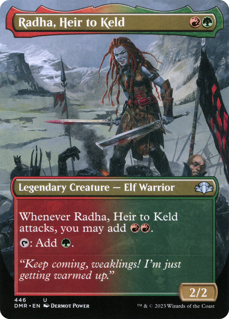 Radha, Heir to Keld (Borderless Alternate Art) [Dominaria Remastered] MTG Single Magic: The Gathering | Red Claw Gaming