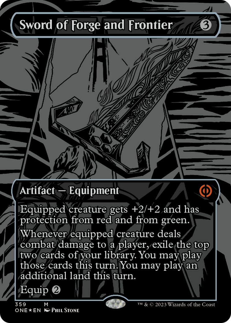 Sword of Forge and Frontier (Oil Slick Raised Foil) [Phyrexia: All Will Be One] MTG Single Magic: The Gathering | Red Claw Gaming