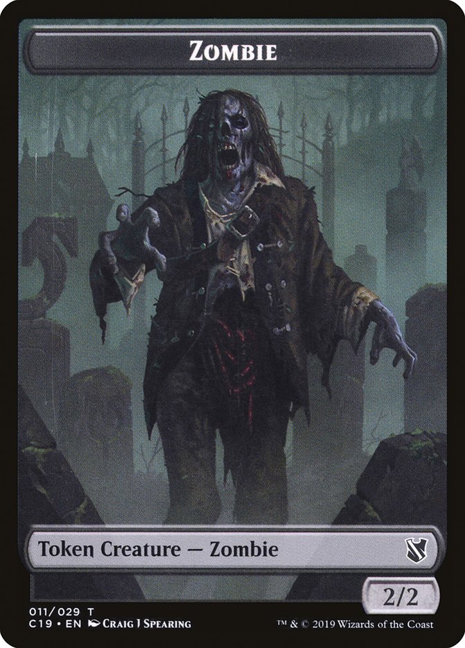 Zombie (010) // Zombie (011) Double-Sided Token [Commander 2019 Tokens] MTG Single Magic: The Gathering | Red Claw Gaming