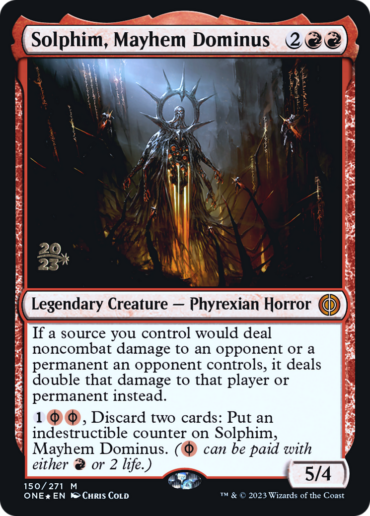 Solphim, Mayhem Dominus [Phyrexia: All Will Be One Prerelease Promos] MTG Single Magic: The Gathering | Red Claw Gaming