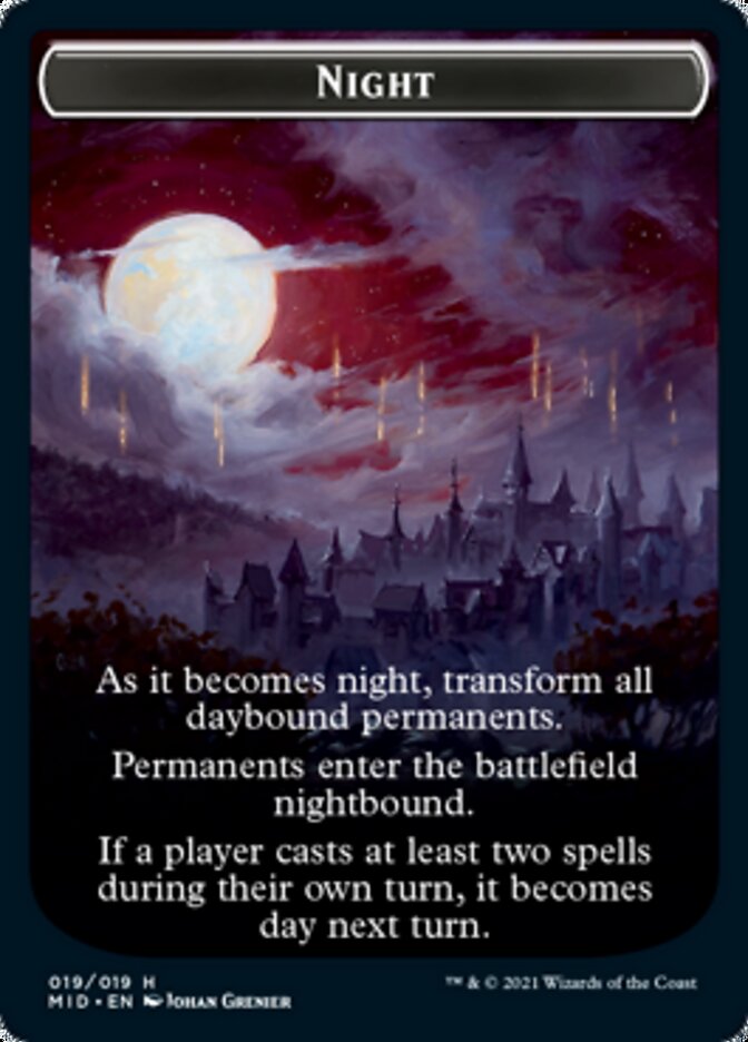 Day // Night Double-Sided Token [Innistrad: Midnight Hunt Tokens] MTG Single Magic: The Gathering | Red Claw Gaming