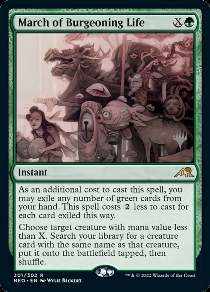 March of Burgeoning Life (Promo Pack) [Kamigawa: Neon Dynasty Promos] MTG Single Magic: The Gathering | Red Claw Gaming