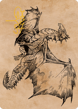Ancient Bronze Dragon Art Card (58) (Gold-Stamped Signature) [Commander Legends: Battle for Baldur's Gate Art Series] MTG Single Magic: The Gathering | Red Claw Gaming
