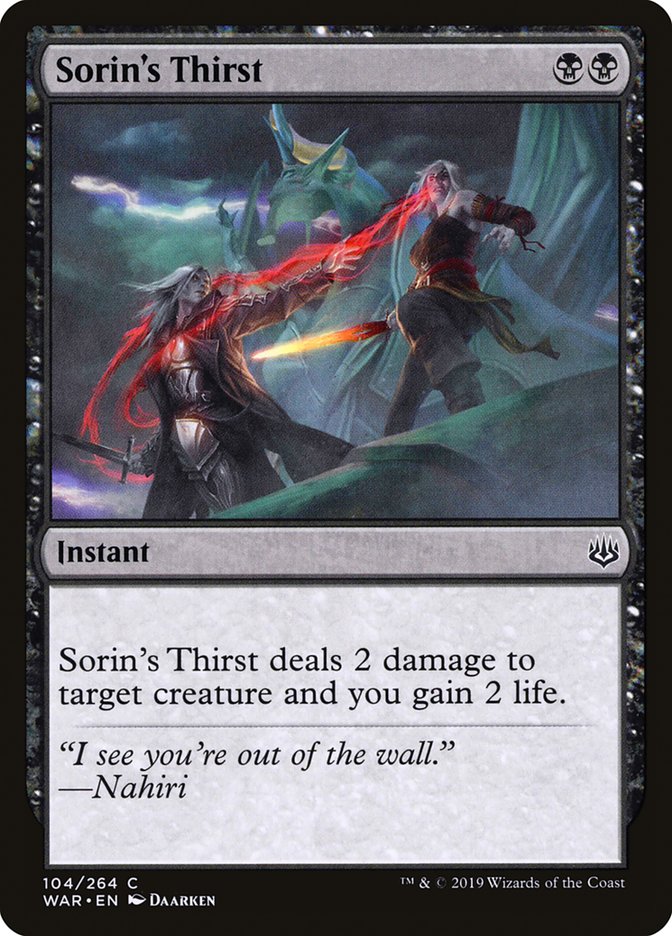Sorin's Thirst [War of the Spark] MTG Single Magic: The Gathering | Red Claw Gaming