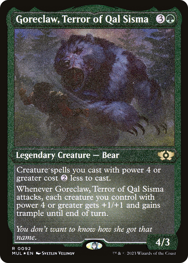 Goreclaw, Terror of Qal Sisma (Foil Etched) [Multiverse Legends] MTG Single Magic: The Gathering | Red Claw Gaming