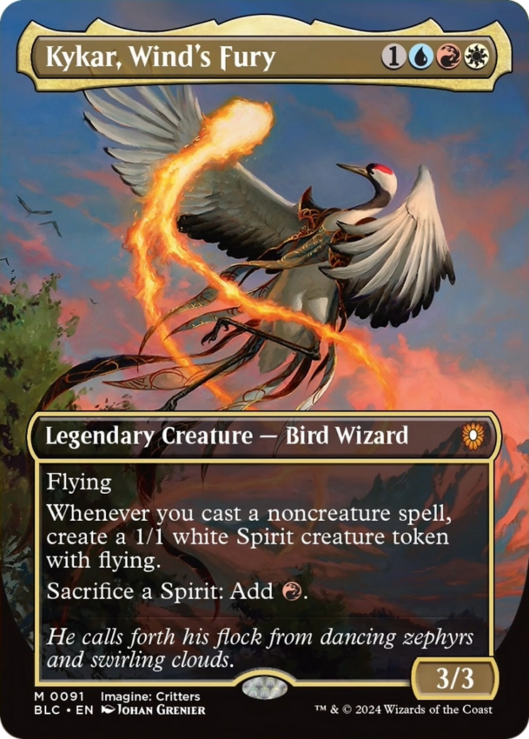 Kykar, Wind's Fury (Borderless) [Bloomburrow Commander] MTG Single Magic: The Gathering | Red Claw Gaming