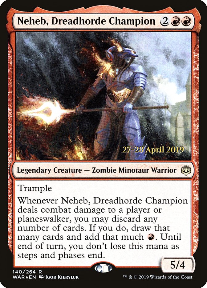 Neheb, Dreadhorde Champion [War of the Spark Prerelease Promos] MTG Single Magic: The Gathering | Red Claw Gaming