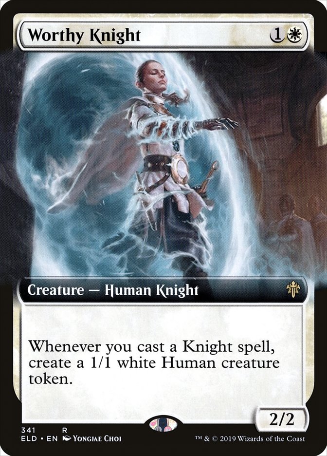 Worthy Knight (Extended Art) [Throne of Eldraine] MTG Single Magic: The Gathering | Red Claw Gaming