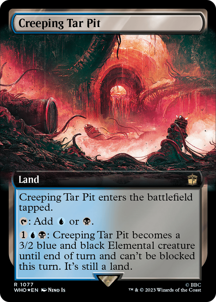 Creeping Tar Pit (Extended Art) (Surge Foil) [Doctor Who] MTG Single Magic: The Gathering    | Red Claw Gaming