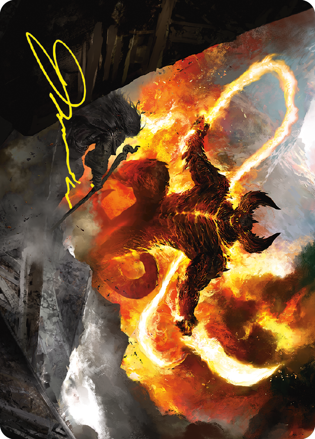 The Balrog, Durin's Bane Art Card (Gold-Stamped Signature) [The Lord of the Rings: Tales of Middle-earth Art Series] MTG Single Magic: The Gathering | Red Claw Gaming