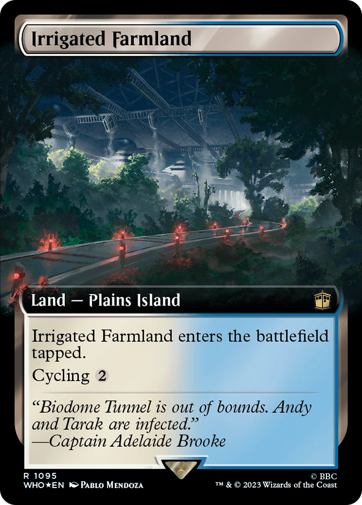 Irrigated Farmland (Extended Art) (Surge Foil) [Doctor Who] MTG Single Magic: The Gathering | Red Claw Gaming