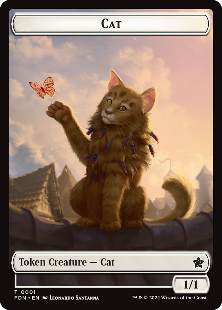 Elf Warrior // Cat (001) Doubled-Sided Token [Foundations Tokens] MTG Single Magic: The Gathering | Red Claw Gaming