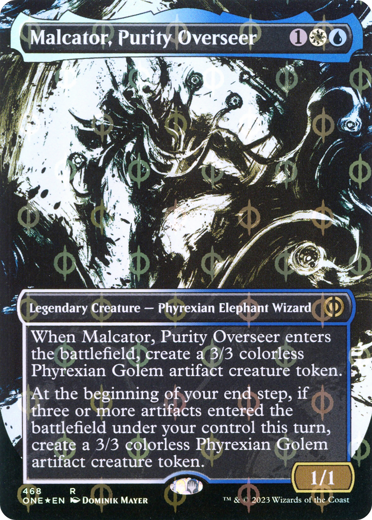Malcator, Purity Overseer (Borderless Ichor Step-and-Compleat Foil) [Phyrexia: All Will Be One] MTG Single Magic: The Gathering | Red Claw Gaming