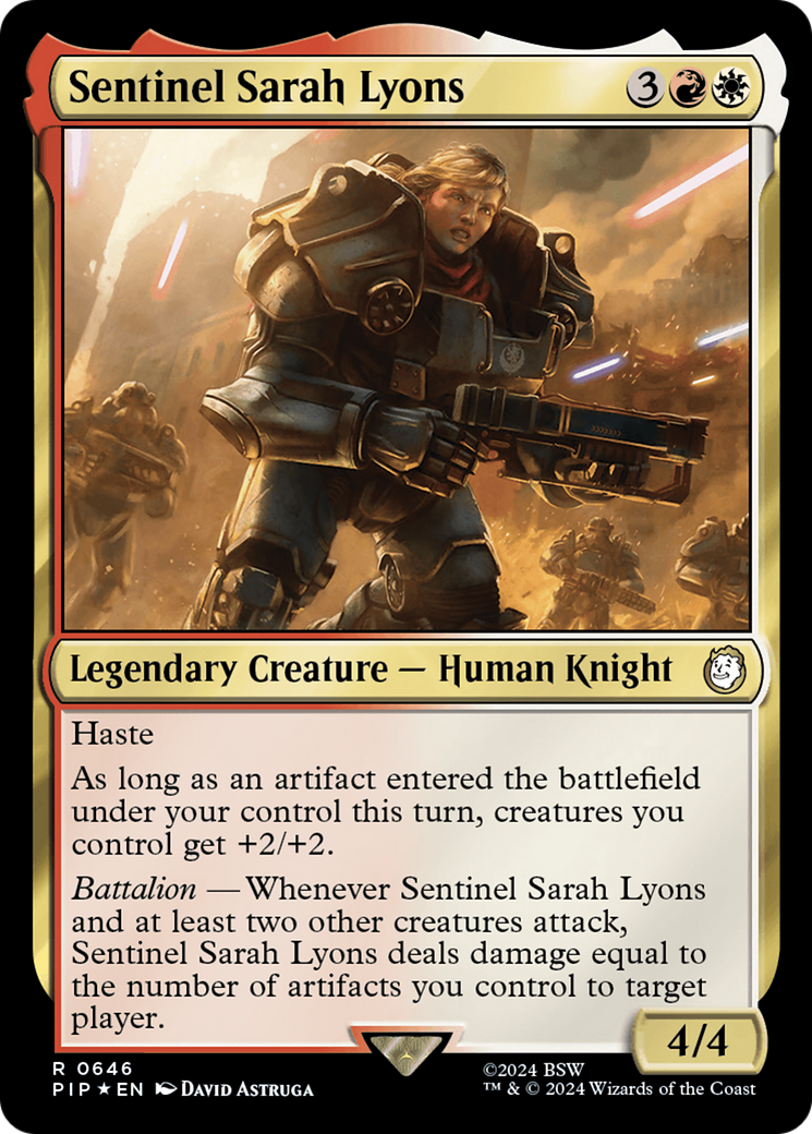 Sentinel Sarah Lyons (Surge Foil) [Fallout] MTG Single Magic: The Gathering    | Red Claw Gaming
