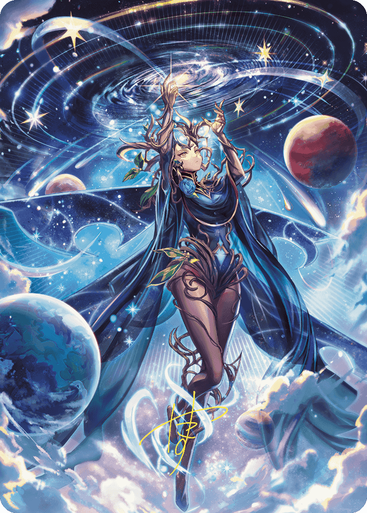 Omniscience Anime Art Card (Gold-Stamped Signature) [Wilds of Eldraine Art Series] MTG Single Magic: The Gathering | Red Claw Gaming