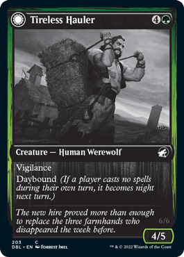 Tireless Hauler // Dire-Strain Brawler [Innistrad: Double Feature] MTG Single Magic: The Gathering | Red Claw Gaming