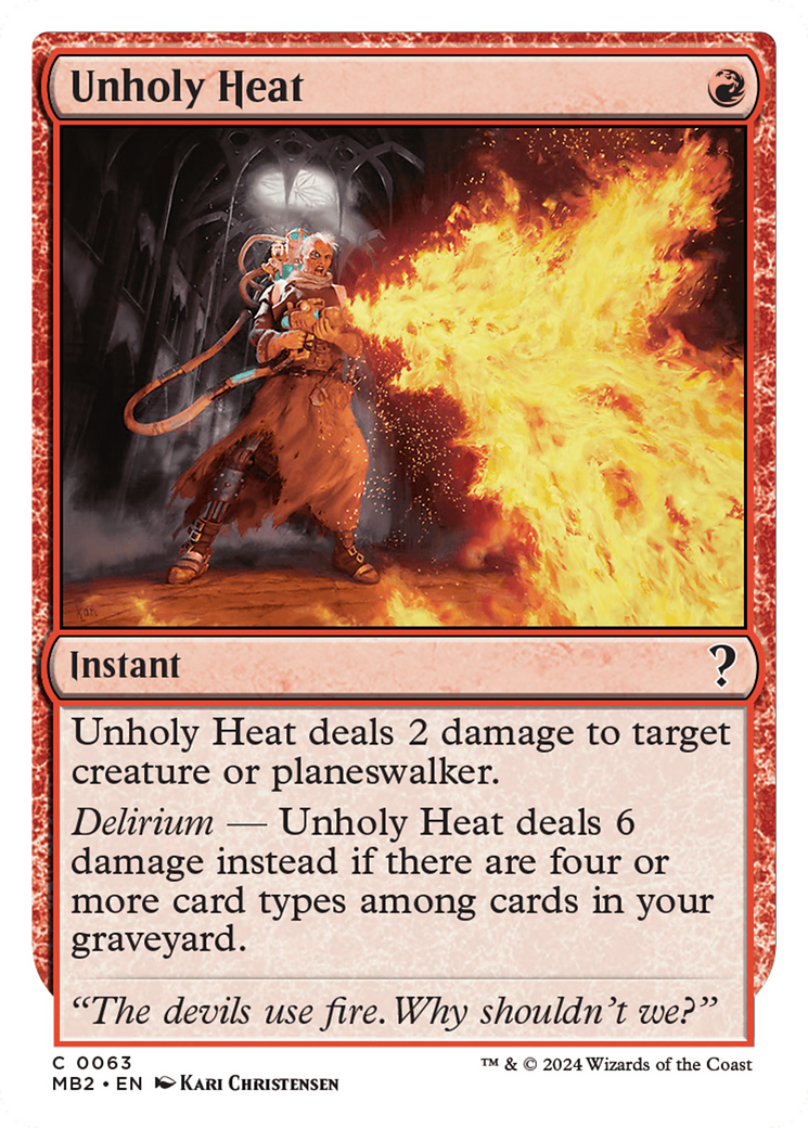 Unholy Heat (White Border) [Mystery Booster 2] MTG Single Magic: The Gathering | Red Claw Gaming