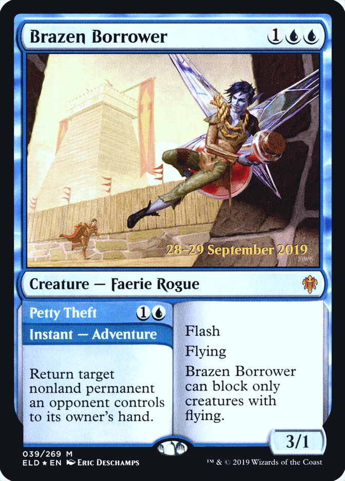 Brazen Borrower // Petty Theft [Throne of Eldraine Prerelease Promos] MTG Single Magic: The Gathering | Red Claw Gaming