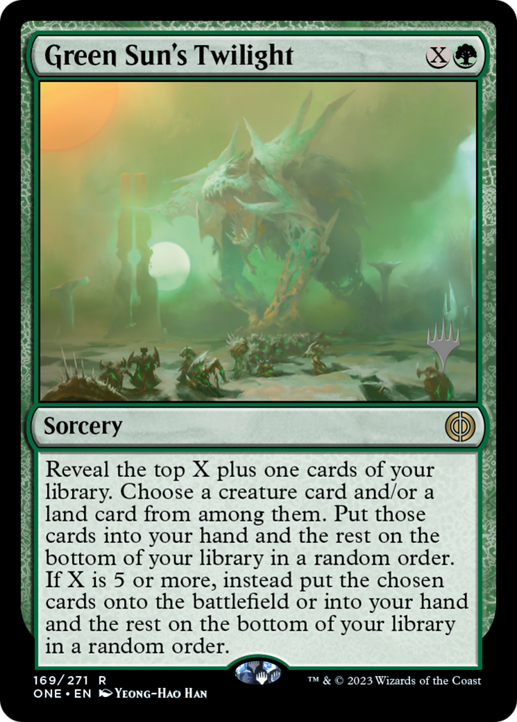 Green Sun's Twilight (Promo Pack) [Phyrexia: All Will Be One Promos] MTG Single Magic: The Gathering | Red Claw Gaming