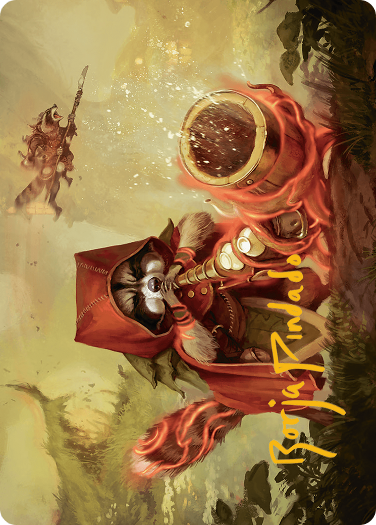 Raccoon Rallier Art Card (Gold-Stamped Signature) [Bloomburrow Art Series] MTG Single Magic: The Gathering | Red Claw Gaming