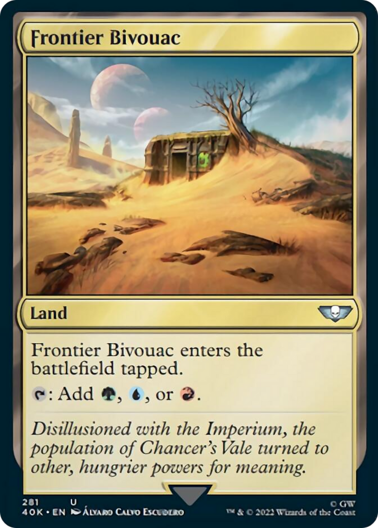 Frontier Bivouac (Surge Foil) [Warhammer 40,000] MTG Single Magic: The Gathering | Red Claw Gaming