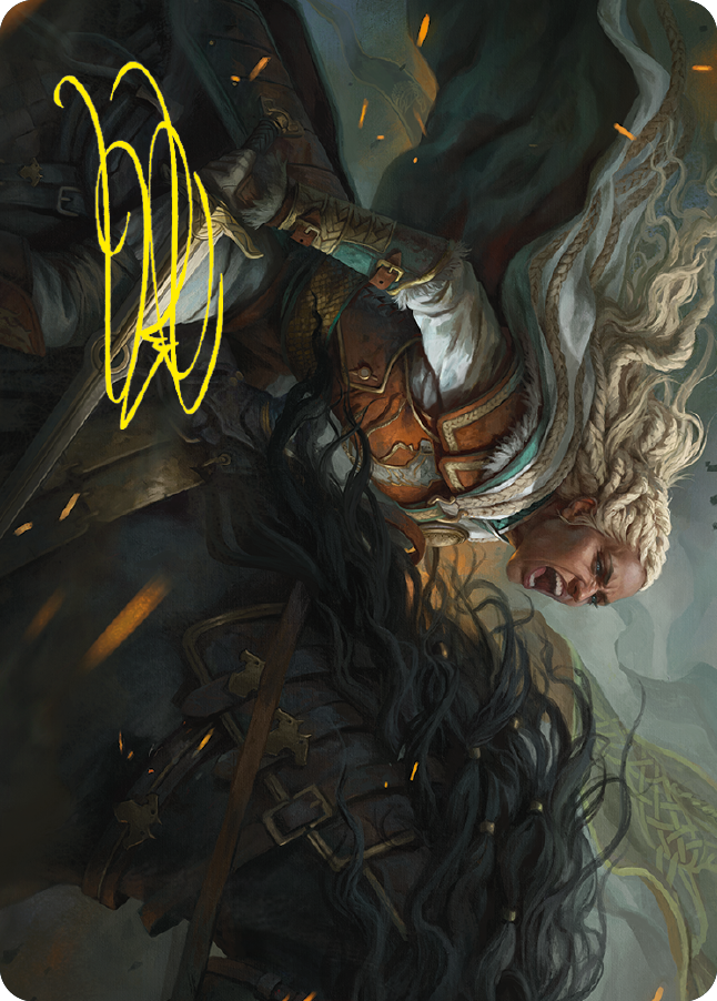 Eowyn, Fearless Knight Art Card (Gold-Stamped Signature) [The Lord of the Rings: Tales of Middle-earth Art Series] MTG Single Magic: The Gathering | Red Claw Gaming