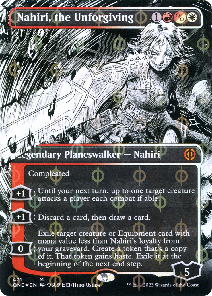 Nahiri, the Unforgiving (Borderless Manga Step-and-Compleat Foil) [Phyrexia: All Will Be One] MTG Single Magic: The Gathering | Red Claw Gaming