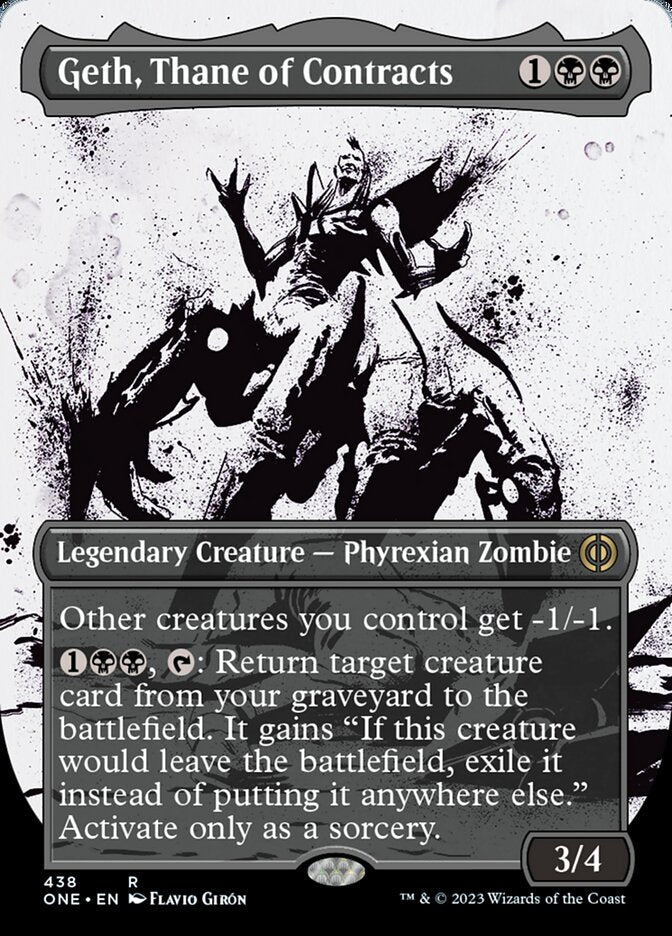 Geth, Thane of Contracts (Borderless Ichor Step-and-Compleat Foil) [Phyrexia: All Will Be One] MTG Single Magic: The Gathering | Red Claw Gaming