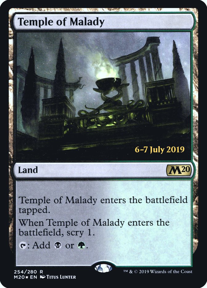 Temple of Malady [Core Set 2020 Prerelease Promos] MTG Single Magic: The Gathering | Red Claw Gaming