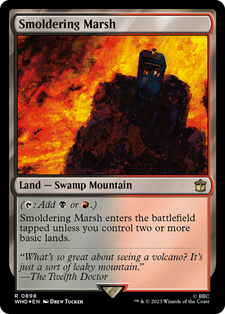 Smoldering Marsh (Surge Foil) [Doctor Who] MTG Single Magic: The Gathering | Red Claw Gaming