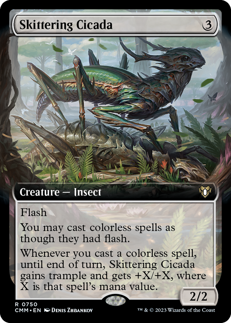 Skittering Cicada (Extended Art) [Commander Masters] MTG Single Magic: The Gathering | Red Claw Gaming